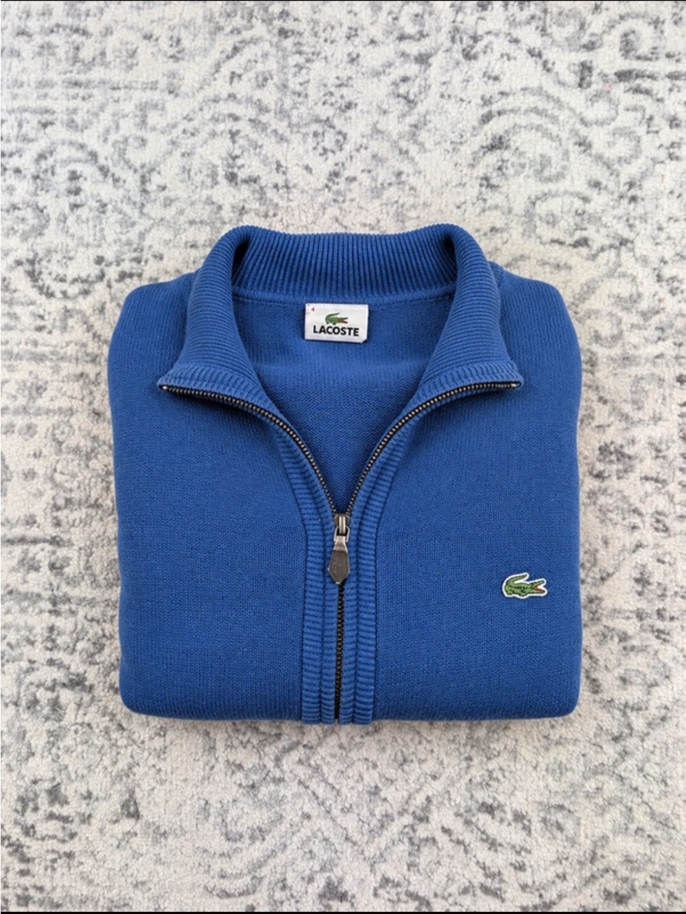 Lacoste Men's Royal Blue Full-Zip Knit Sweater